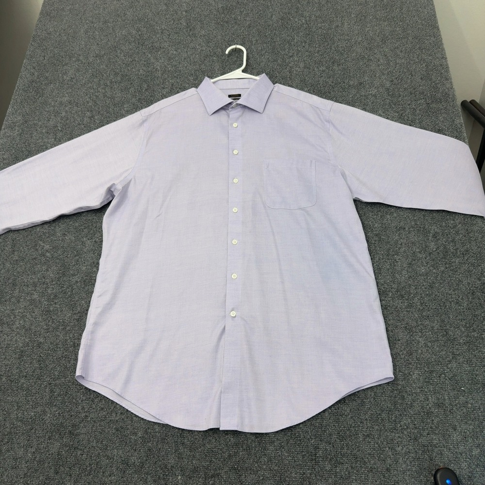 Jos A Bank Shirt Mens 17.5 Purple Cotton No Wrinkles Tailored Fit Business